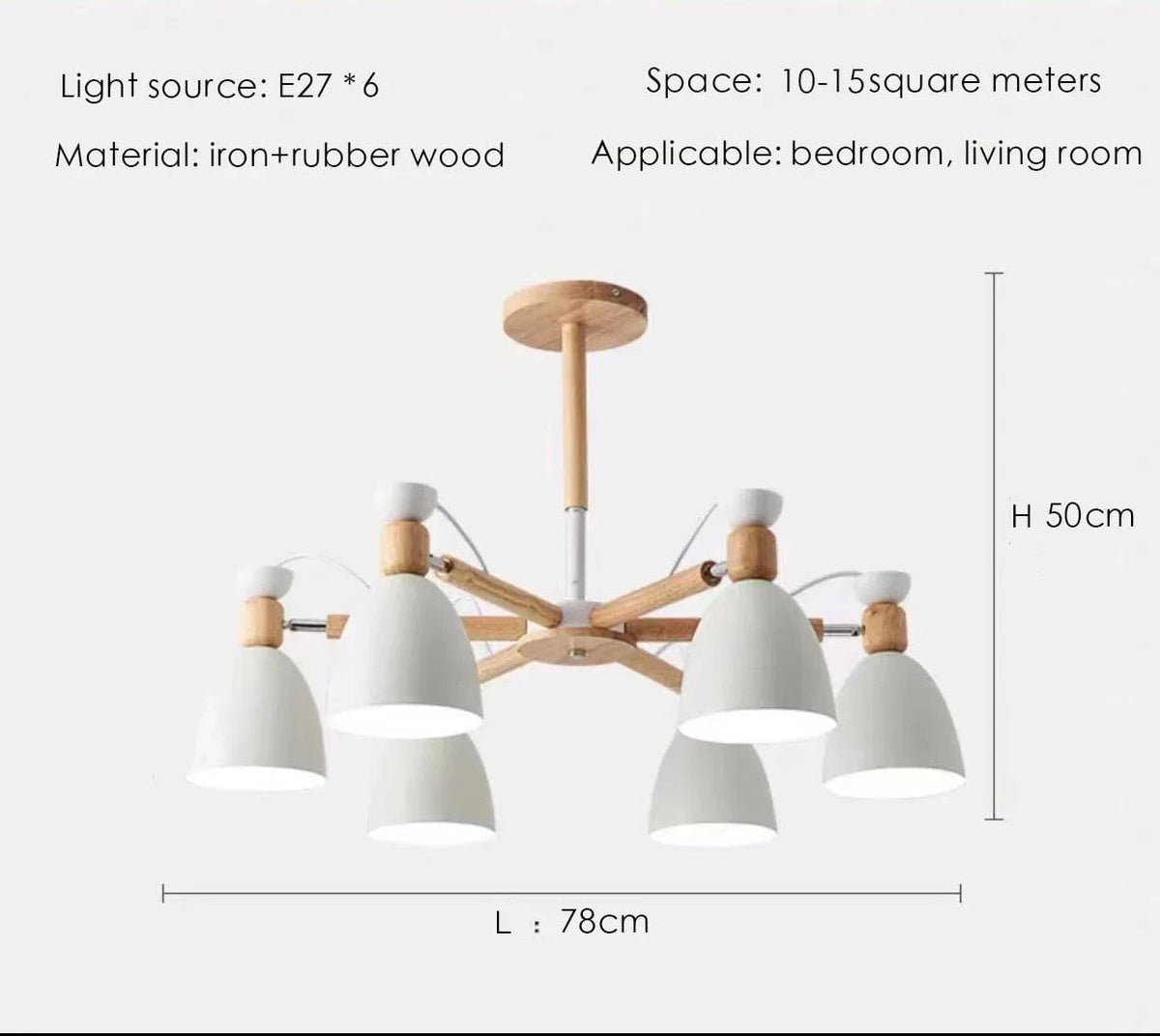 Lustre en bois massif moderne pour plafond d'hôtel | Marco Lucetti Blanc 6 lumières