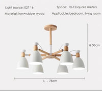 Lustre en bois massif moderne pour plafond d'hôtel | Marco Lucetti Blanc 6 lumières