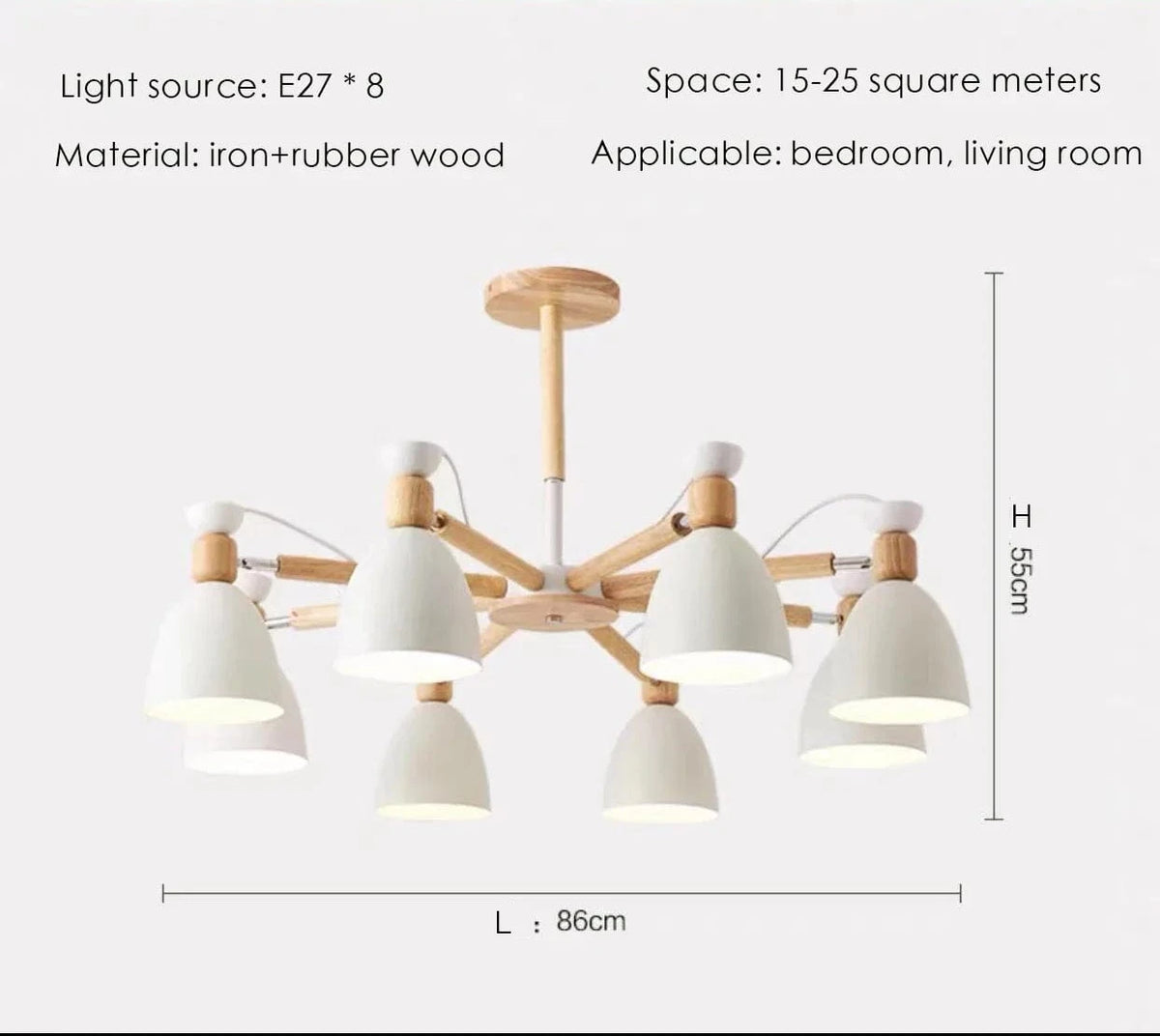 Lustre en bois massif moderne pour plafond d'hôtel | Marco Lucetti Blanc 8 lumières