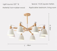 Lustre en bois massif moderne pour plafond d'hôtel | Marco Lucetti Blanc 8 lumières