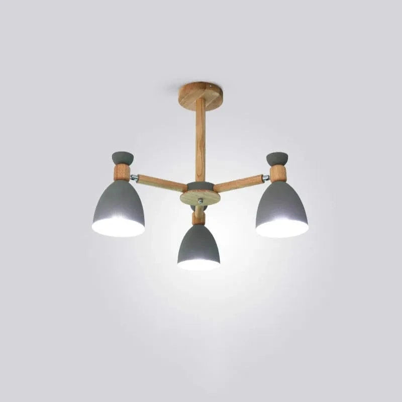 Lustre en bois massif moderne pour plafond d'hôtel | Marco Lucetti Gris 3 lumières