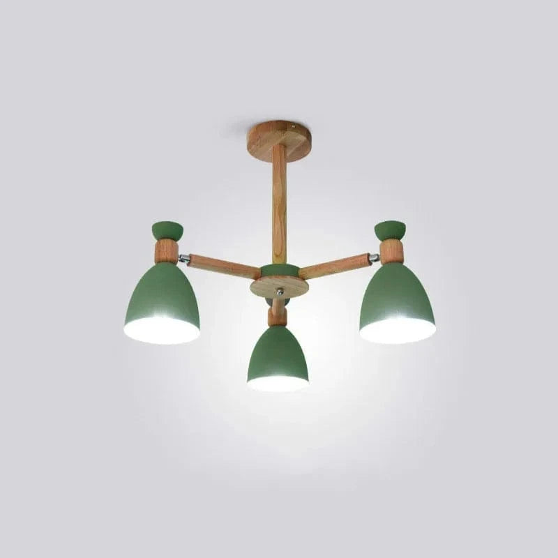 Lustre en bois massif moderne pour plafond d'hôtel | Marco Lucetti Vert 3 feux