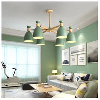 Lustre en bois massif moderne pour plafond d'hôtel | Marco Lucetti Vert 6 feux