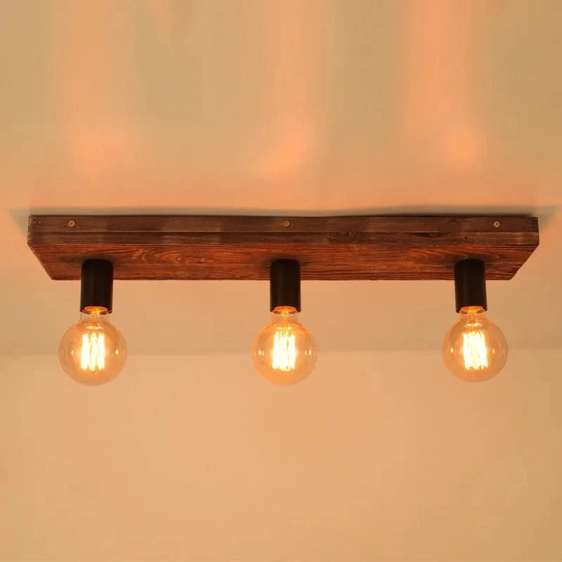 Lustre en bois massif Vintage Creative pour Restaurant Salon Couloir Café | Marco Lucetti 1 pièce sans ampoule