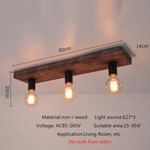 Lustre en bois massif Vintage Creative pour Restaurant Salon Couloir Café | Marco Lucetti 1 pièce sans ampoule