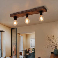 Lustre en bois massif Vintage Creative pour Restaurant Salon Couloir Café | Marco Lucetti 1 pièce sans ampoule