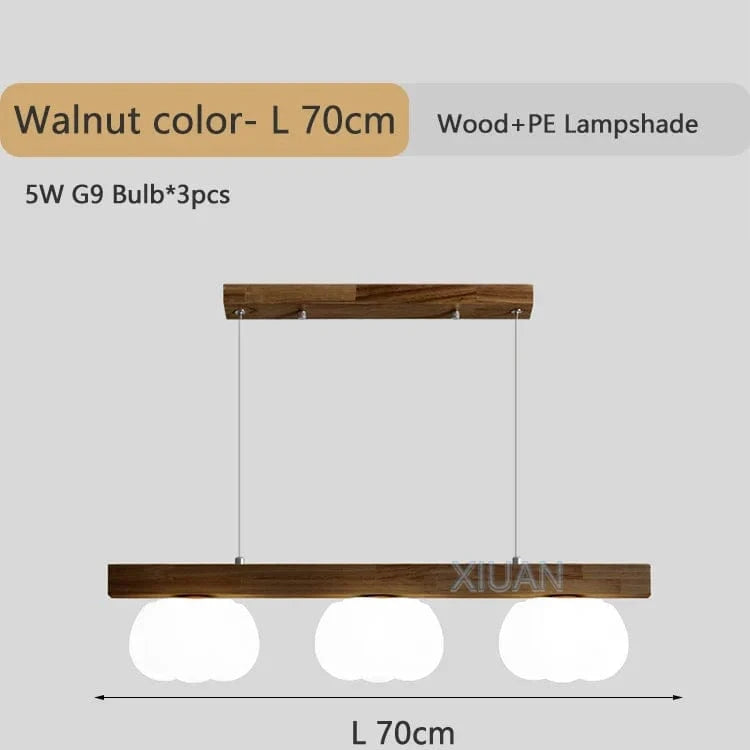 Lustre en bois naturel - Style coton | Marco Lucetti 3 Lumières couleur Noyer / Lumière blanche
