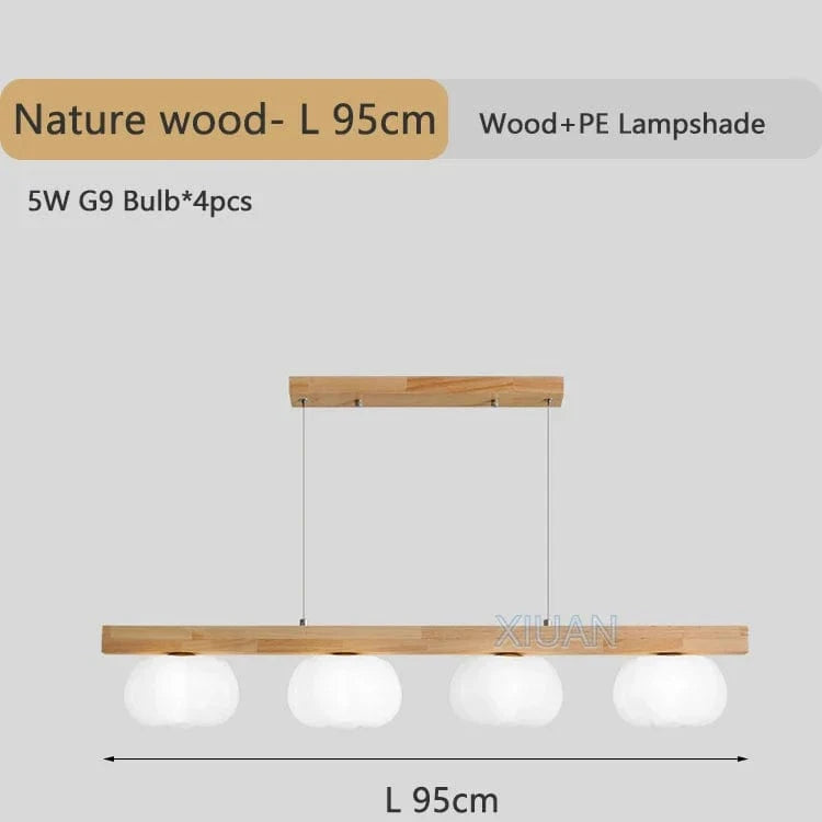Lustre en bois naturel - Style coton | Marco Lucetti 4 Lumières Bois Nature / Lumière blanche