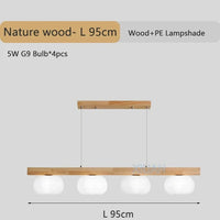 Lustre en bois naturel - Style coton | Marco Lucetti 4 Lumières Bois Nature / Lumière blanche