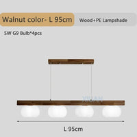 Lustre en bois naturel - Style coton | Marco Lucetti 4 Lumières couleur Noyer / Lumière blanche