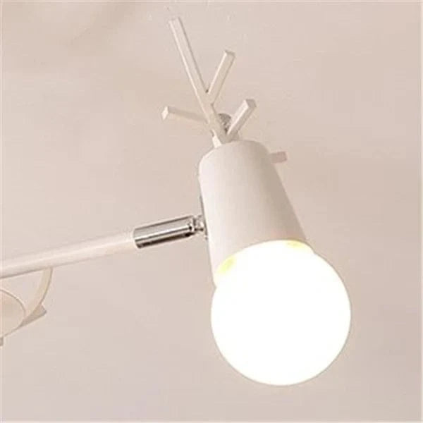 Lustre en bois nordique LED Macaron pour Chambre Enfant | Marco Lucetti Blanc / 8 têtes de lampe