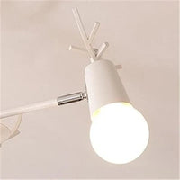 Lustre en bois nordique LED Macaron pour Chambre Enfant | Marco Lucetti Blanc / 8 têtes de lampe