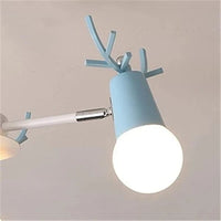 Lustre en bois nordique LED Macaron pour Chambre Enfant | Marco Lucetti Bleu / 8 têtes de lampe