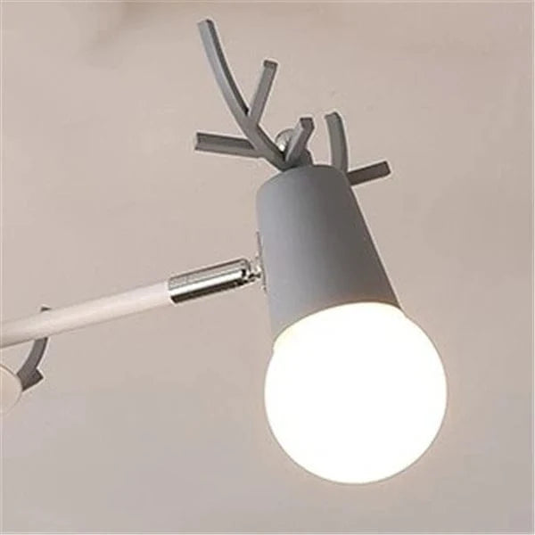 Lustre en bois nordique LED Macaron pour Chambre Enfant | Marco Lucetti Gris / 8 têtes de lampe