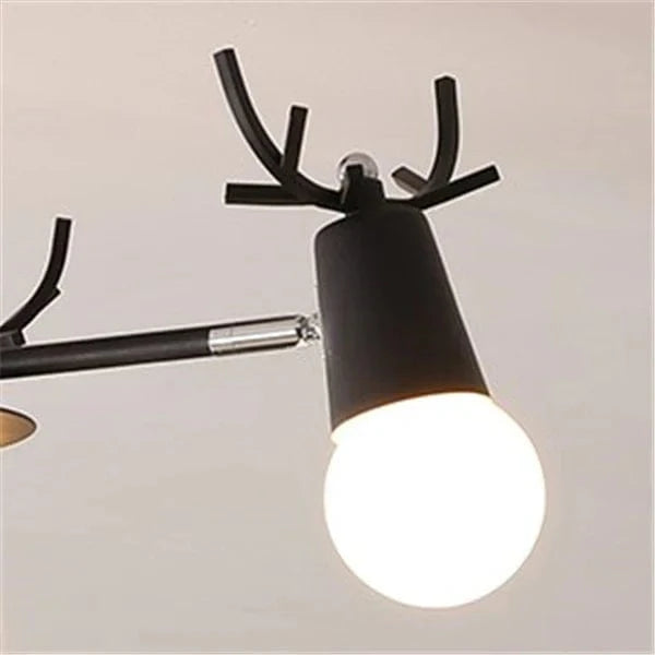 Lustre en bois nordique LED Macaron pour Chambre Enfant | Marco Lucetti Noir / 8 têtes de lampe