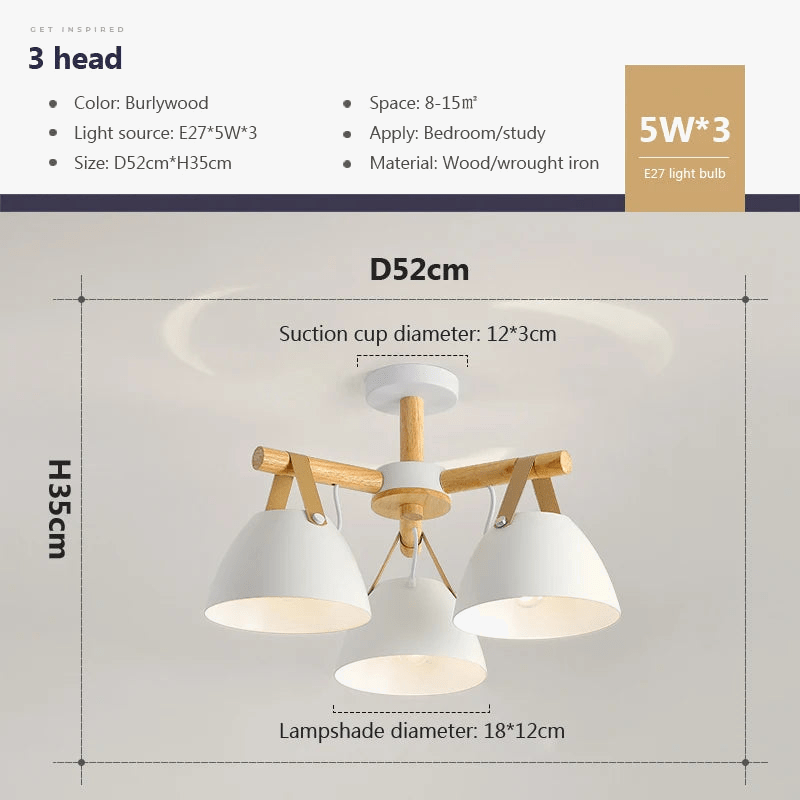 Lustre en bois nordique pour salon avec ampoule E27 | Marco Lucetti