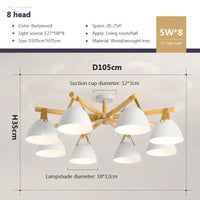 Lustre en bois nordique pour salon avec ampoule E27 | Marco Lucetti C8S / Sans ampoule