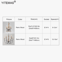 Lustre en bois rétro 4 lumières chambres +6 lumières style Vintage pour salon et salle à manger | Marco Lucetti