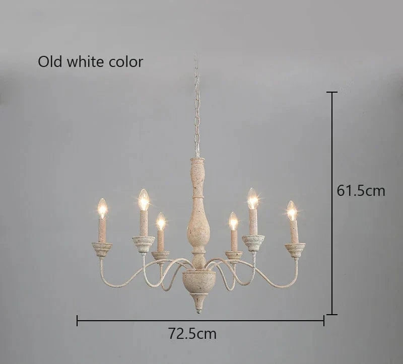 Lustre en bois style Américain Vintage pour salon, salle à manger, chambre, café ou magasin de vêtements | Marco Lucetti Vieux blanc sans ampoule