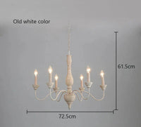 Lustre en bois style Américain Vintage pour salon, salle à manger, chambre, café ou magasin de vêtements | Marco Lucetti Vieux blanc sans ampoule