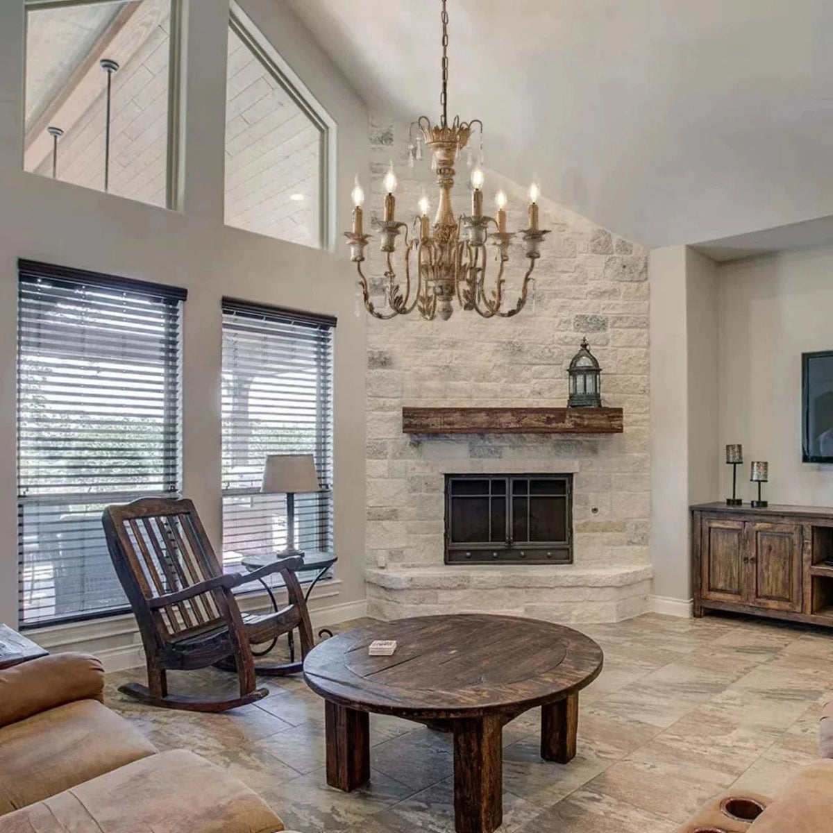 Lustre en bois vintage français design art pour salon - Élégance intemporelle | Marco Lucetti