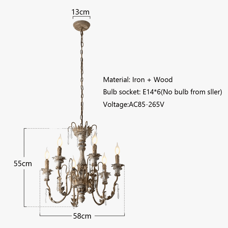 Lustre en bois vintage français design art pour salon - Élégance intemporelle | Marco Lucetti