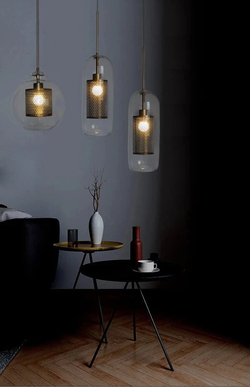 Lustre en boule de verre industriel rétro pour loft, hôtel et restaurant. | Marco Lucetti