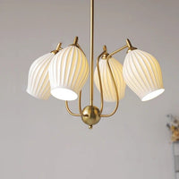 Lustre en céramique français pour un salon élégant | Marco Lucetti 4 têtes doré