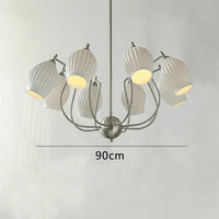 Lustre en céramique français pour un salon élégant | Marco Lucetti 8 têtes argent