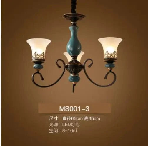 Lustre en céramique LED de style français antique - Design européen | Marco Lucetti 3 lumières