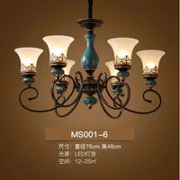 Lustre en céramique LED de style français antique - Design européen | Marco Lucetti 6 lumières