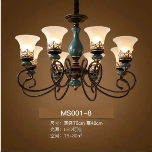 Lustre en céramique LED de style français antique - Design européen | Marco Lucetti 8 lumières