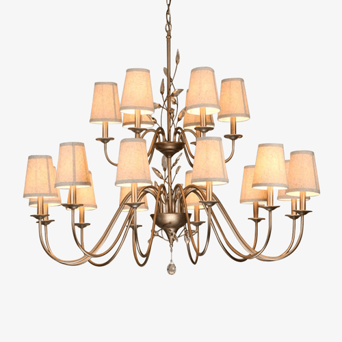 Lustre en chandelier Art Deco avec Abat-jour
