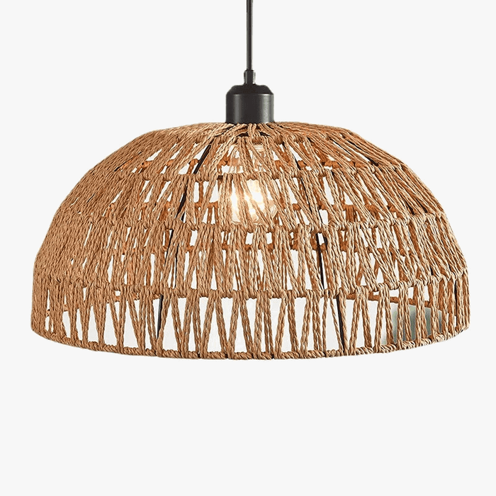 Lustre en corde de chanvre japonais et rotin zen - Fusion de styles naturels | Marco Lucetti