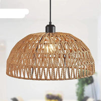 Lustre en corde de chanvre japonais et rotin zen - Fusion de styles naturels | Marco Lucetti A / 40X25CM / Blanc chaud