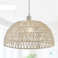 Lustre en corde de chanvre japonais et rotin zen - Fusion de styles naturels | Marco Lucetti B / 40X25CM / Blanc chaud