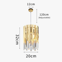 Plafonnier de luxe en cristal 20cm - Lumière ronde Or Chrome LED pour décoration intérieure