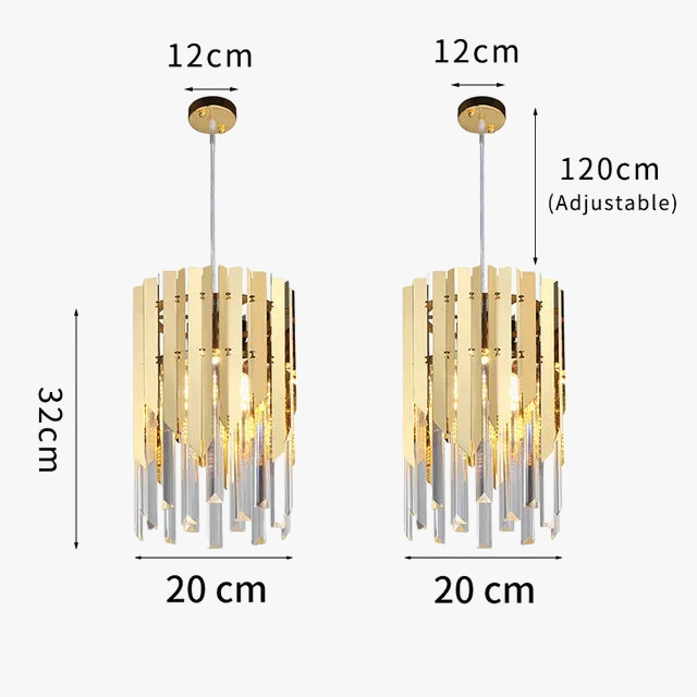 Plafonnier de luxe en cristal 20cm - Lumière ronde Or Chrome LED pour décoration intérieure