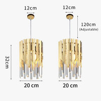Plafonnier de luxe en cristal 20cm - Lumière ronde Or Chrome LED pour décoration intérieure