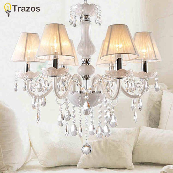 Lustre en cristal avec abat-jour en tissu | Marco Lucetti 6 lampes