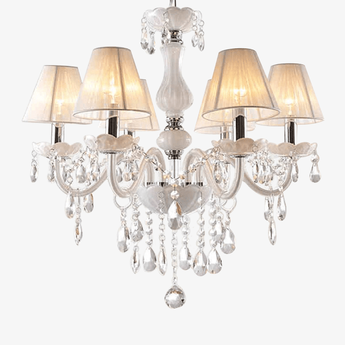 Lustre en cristal avec abat-jour en tissu | Marco Lucetti 6 lampes