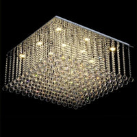 Lustre en cristal carré encastré pour salon de luxe : Lustres en cristal suspension LED de haute qualité | Marco Lucetti L40 P40 H35CM / Blanc froid