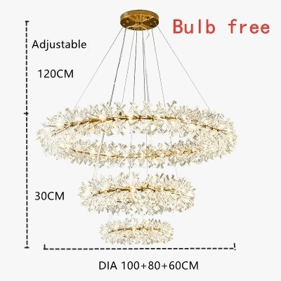 Lustre en cristal de fleur moderne luxe Suspension LED pour salon 60 80 100 cm anneaux suspendus | Marco Lucetti