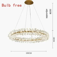Lustre en cristal de fleur moderne luxe Suspension LED pour salon 60 80 100 cm anneaux suspendus | Marco Lucetti