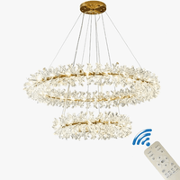 Lustre en cristal de fleur moderne luxe Suspension LED pour salon 60 80 100 cm anneaux suspendus | Marco Lucetti