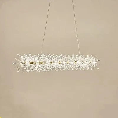 Lustre en cristal de fleur moderne luxe Suspension LED pour salon 60 80 100 cm anneaux suspendus | Marco Lucetti L100cm X H18cm / Lumière naturelle