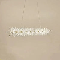 Lustre en cristal de fleur moderne luxe Suspension LED pour salon 60 80 100 cm anneaux suspendus | Marco Lucetti L100cm X H18cm / Lumière naturelle