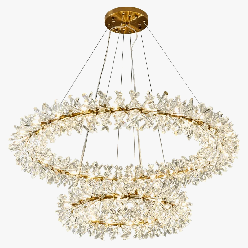 Lustre en cristal de fleur moderne luxe Suspension LED pour salon 60 80 100 cm anneaux suspendus