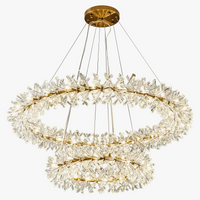 Lustre en cristal de fleur moderne luxe Suspension LED pour salon 60 80 100 cm anneaux suspendus