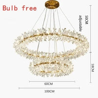 Lustre en cristal de fleur moderne luxe Suspension LED pour salon 60 80 100 cm anneaux suspendus